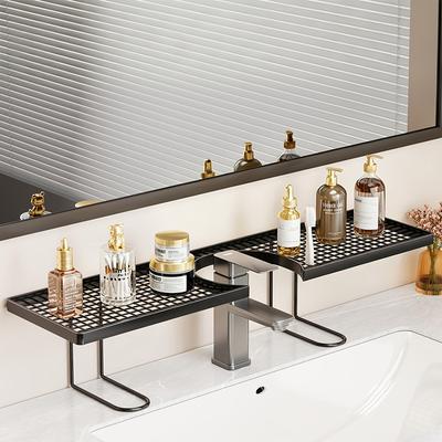 Bathroom Sink Organizer Rack Metal Countertop Storage Shelf for Toothbrush Soap Cosmetics Vanity Holder