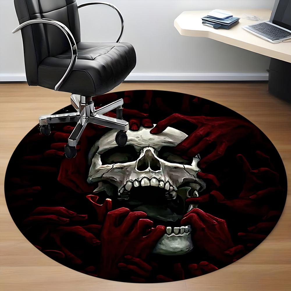 1pc Skull Hands Office Round Rug, Non-slip, Soft and Durable Office Rug for Interior Decoration, Perfect for Office, Beautiful Decoration Yy260312062