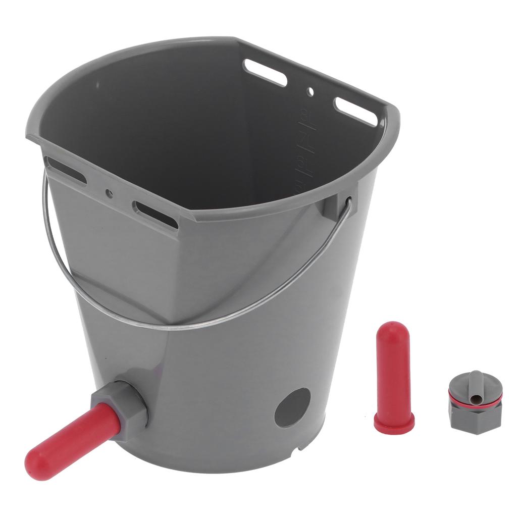 8L Feeder Bucket with 2 Nipple Milk Feeding Barrel Livestock Farm Accessory GrayFor Lamb