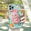 Phone Case: 2D Flat Design, Suitable for iPhone 18 17 16 15 14 13 Pro Protective Case, Pink Little Bunny, Perfect Holiday Gift for Christmas and Hallo