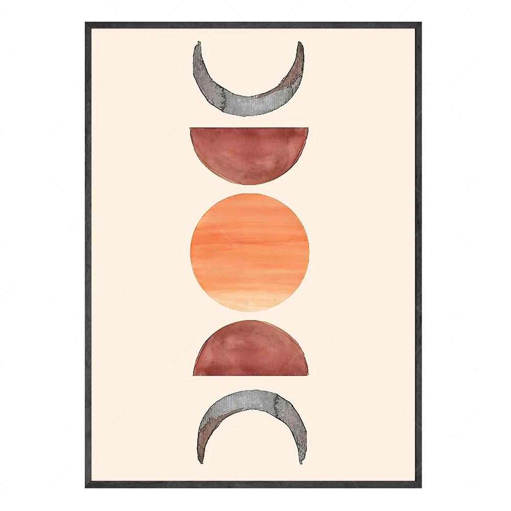 Boho Monstera Palmblatt Wandbilder Sonne Mond Wandposter Liniengeometrie Poster Dekoration Abstrakte Kunst Malerei Wanddeko