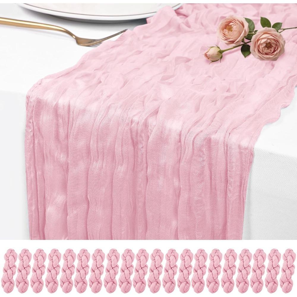90*180CM Green Cheesecloth Table Long Runner Bohemian Gauze Tablecloth for Wedding Party Banquet Baby Bride Shower Home Decorati