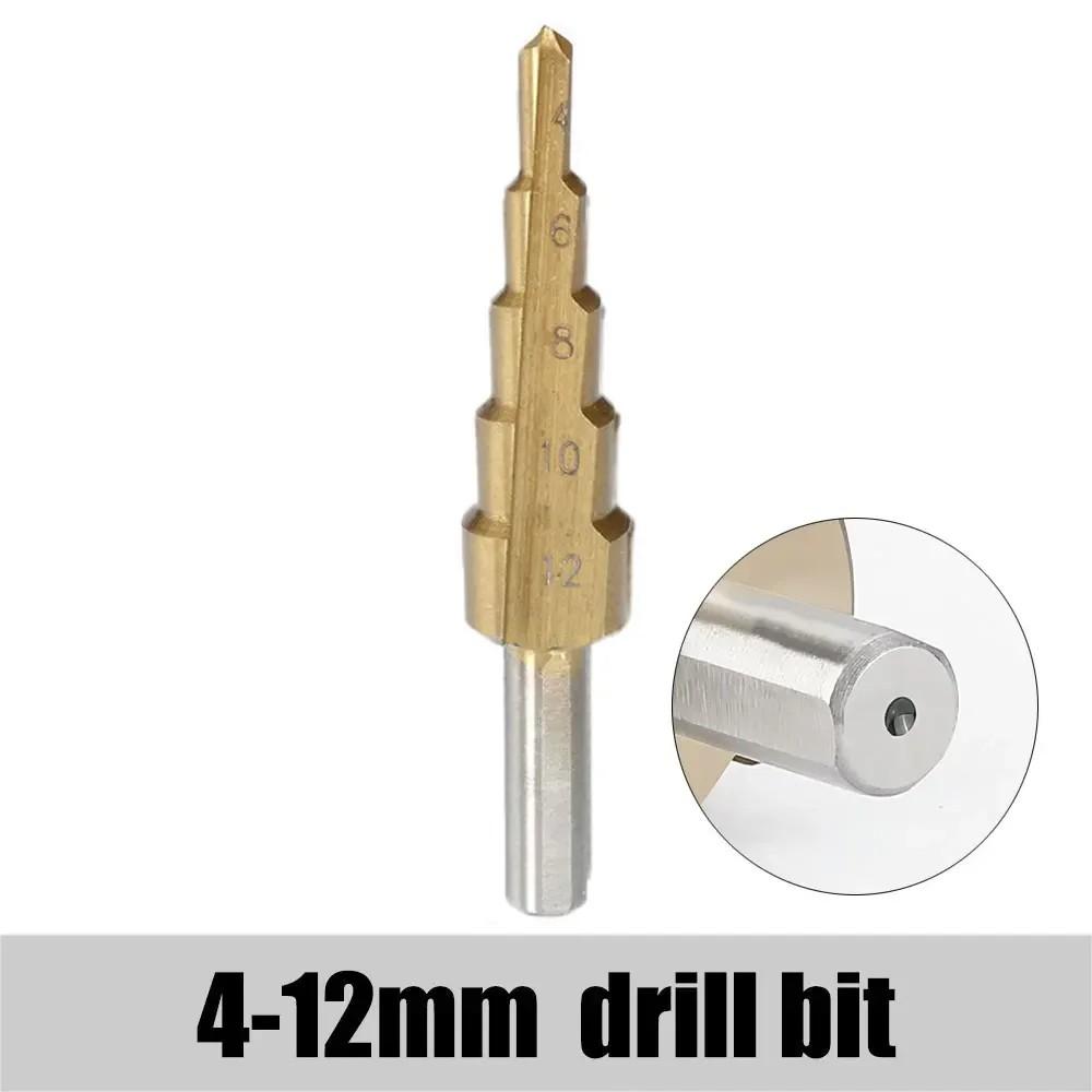 HSS Titanium-Coated Spiral Groove Step Drill Bit Or Straight Grooved Drill Bits 3-12 4-12 4-20 4-32 For Wood Metal Hole Cutter