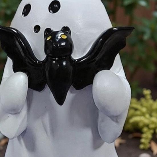 Ghost Shaped Storage Bowl Halloween Figurine, Cute Resin Statue, Creative Holding Whimsical Desk Accessories Bat/Drink Tabletop Ornament for