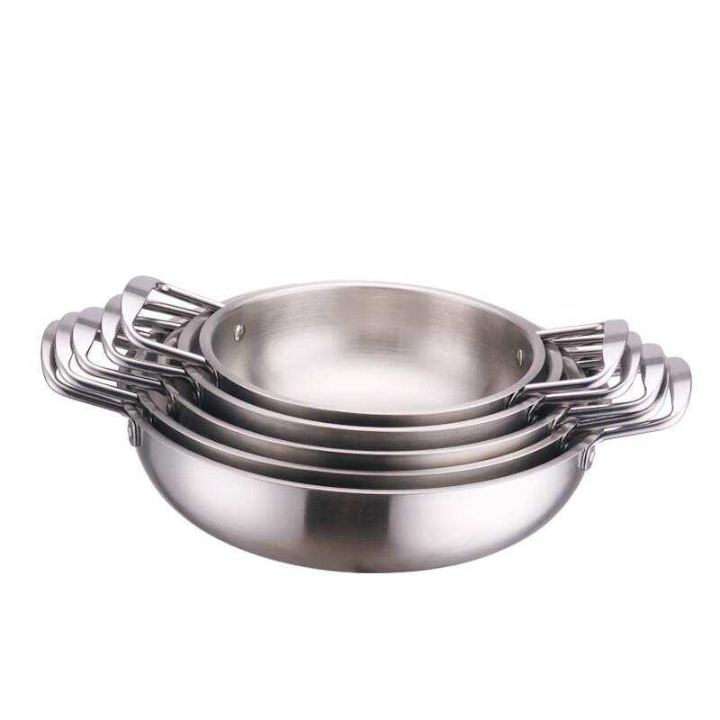Abay Stainless Steel Double-Handle Thickened Dry Pot