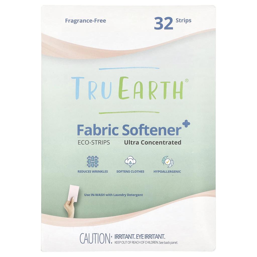 Fabric Softener + Eco-friendly Strips, Highly Concentrated, Fragrance Free, 32 Count