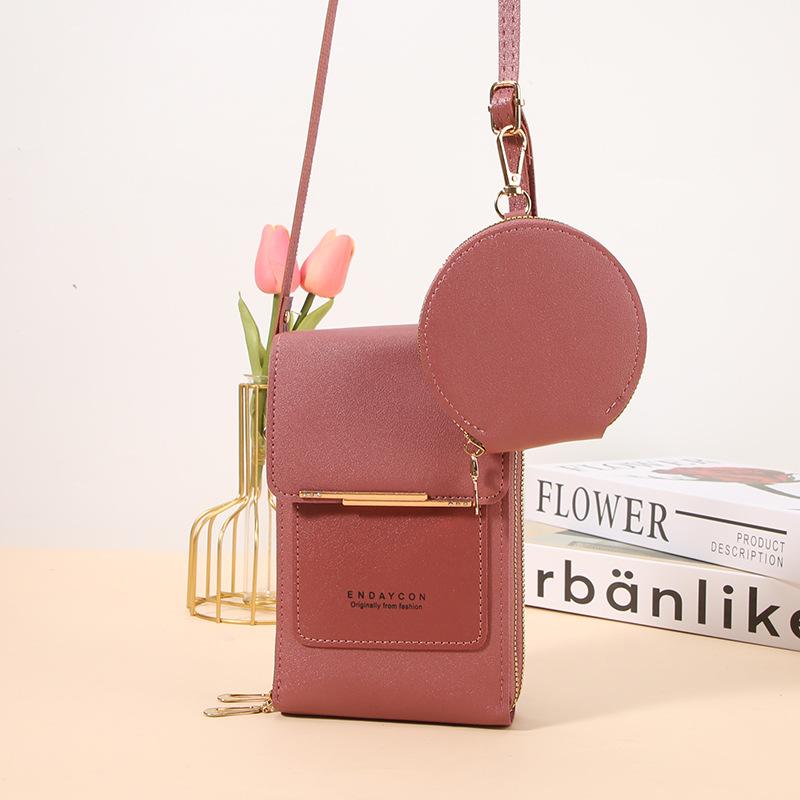 Fashion Two-piece Women's Bag Vertical Touchable Mobile Phone Bag Multi-compartment Messenger Bag with Mini Change Bag