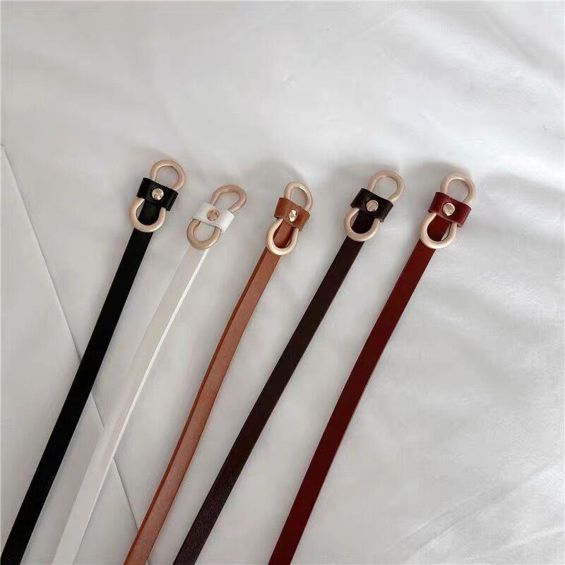 Damen Sommer Goldene Schnalle Dünner PU-Leder Taillengürtel