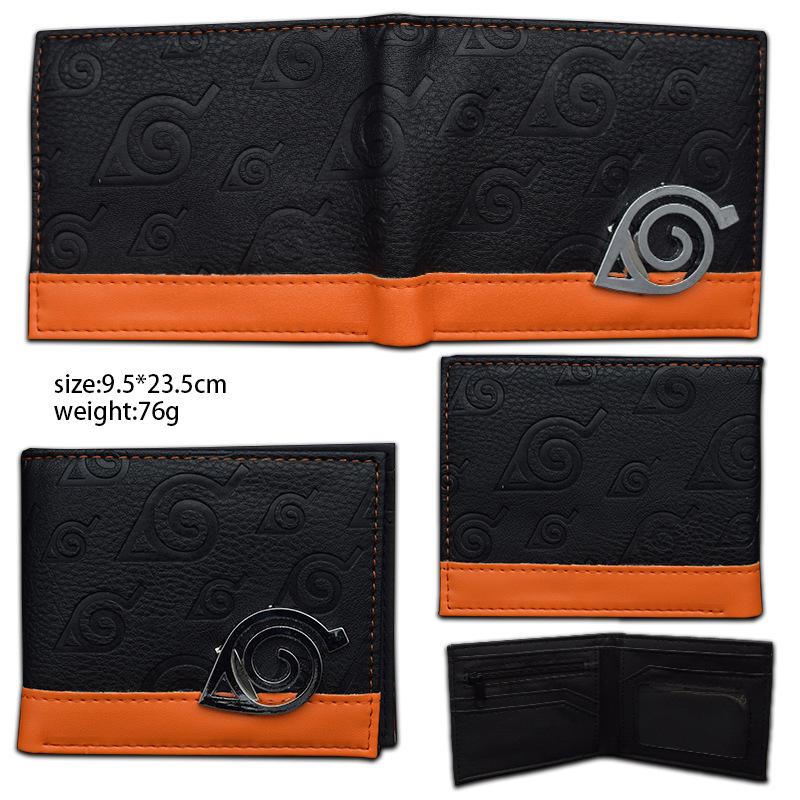 Naruto Leather Wallet Pain Akatsuki Red Cloud Metal Logo Coin Purse Card Holder ID Banknote Storage Cool Anime Gift for Fans