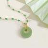 Emerald Safety Buckle Necklace Female Retro Chinese Style Hetian Jade Water Drop Heart Pendant Jewelry