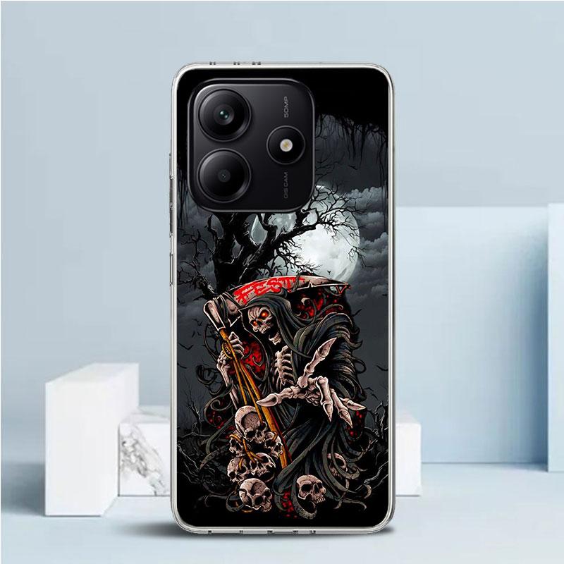 Death Grim Reaper Skull Scythe Soft Cover for Xiaomi Redmi Note 15 14 13 12 Pro Plus Phone Case 14S 11S 11T 11E 10S 10 4G Patter