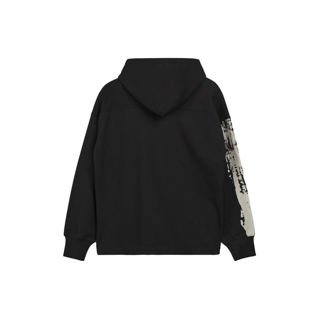 Y-3 Pattern Printed Color Block Single-Breasted Hooded Sweatshirt Unisex Sweatshirt Black H44810