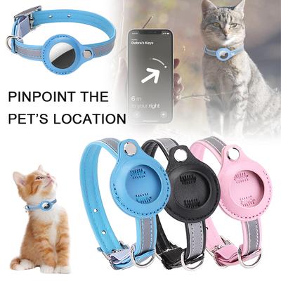 Rastreador GPS para Mascotas Collares de Cuero Ajustables para Mascotas para Apple Airtag Rastreador de Ubicación Perro Gato Anti-pérdida Estuche Protector Reflectante