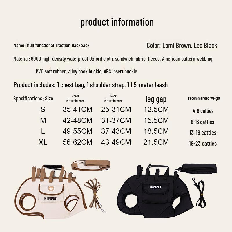 Breathable Outdoor Backpack with Leash for Small and Medium Dogs