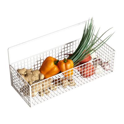 Panier de Rangement en Fil Métal Mural Suspendu Panier à Fruits Organisateur Bac avec Adhésif pour Cuisine