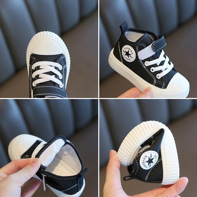 Children's Canvas Shoes - New Spring/Autumn High-Top Casual Shoes for Boys, Slip-Resistant Skate Shoes for Girls, Soft-Soled Shoes for Toddlers