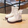 Girls' Fashionable Short Boots Western-style Princess Leather Boots Girls Plus Velvet Mid-calf Boots