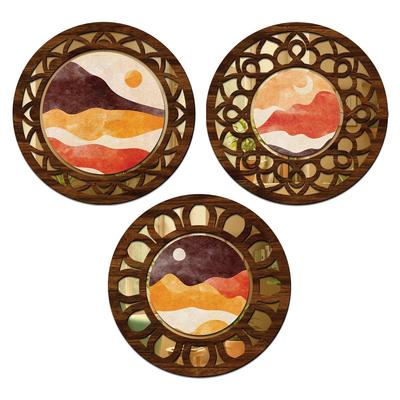Mirror Style MDF Home Decoration Item for Living Room Set of 3 | Wall Hanging | Wall Décor