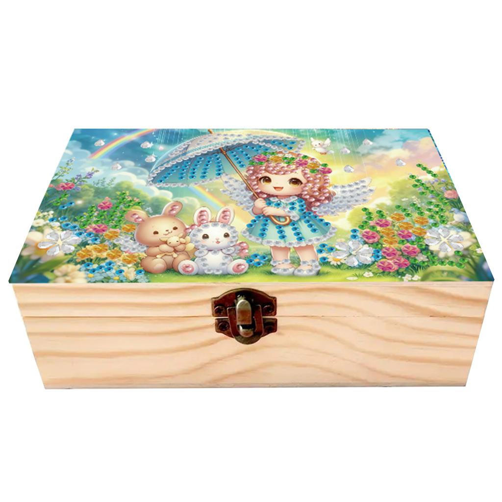 DIY Diamond Painting Colored Pattern Wood Case Partial Drill Crystal Mosaic Storage Container for Home Car Desk Decoration Craft