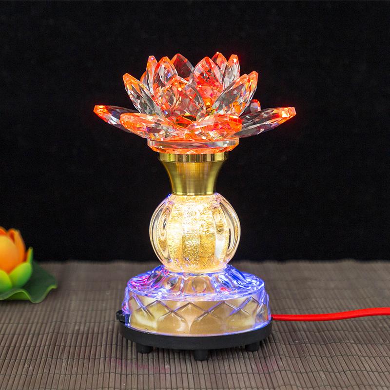 Buddhist Supplies, Temple Eternal Light, LED Colorful Crystal Lotus Lamp, Buddha Light, Meditation, Home Decoration, Plug In