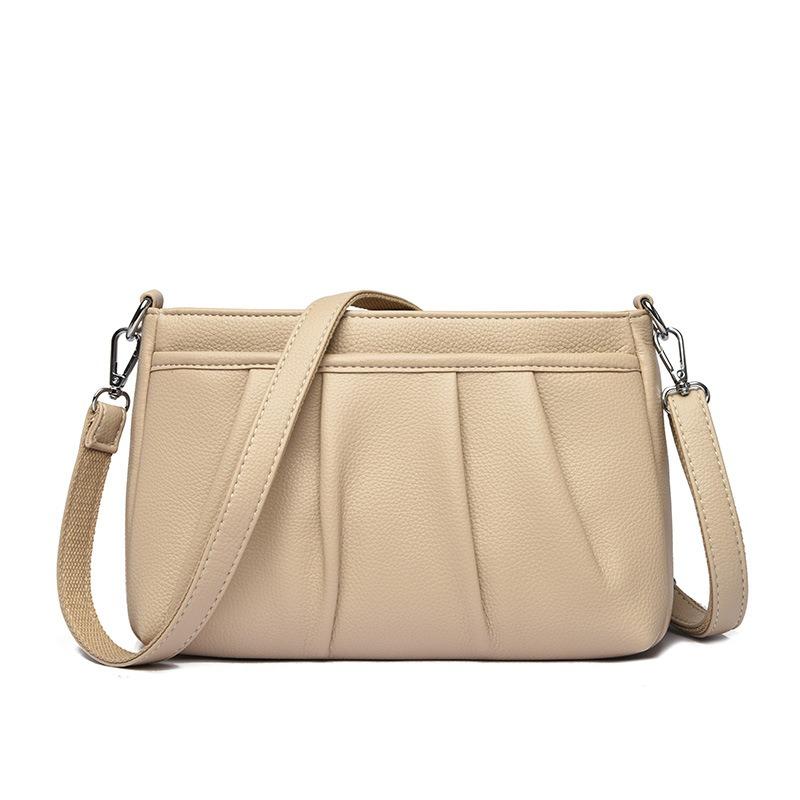 New Pleated Small Square Bag Women's Fashion Simple Commuter Underarm Shoulder Bag Retro Texture Messenger Mother Bag