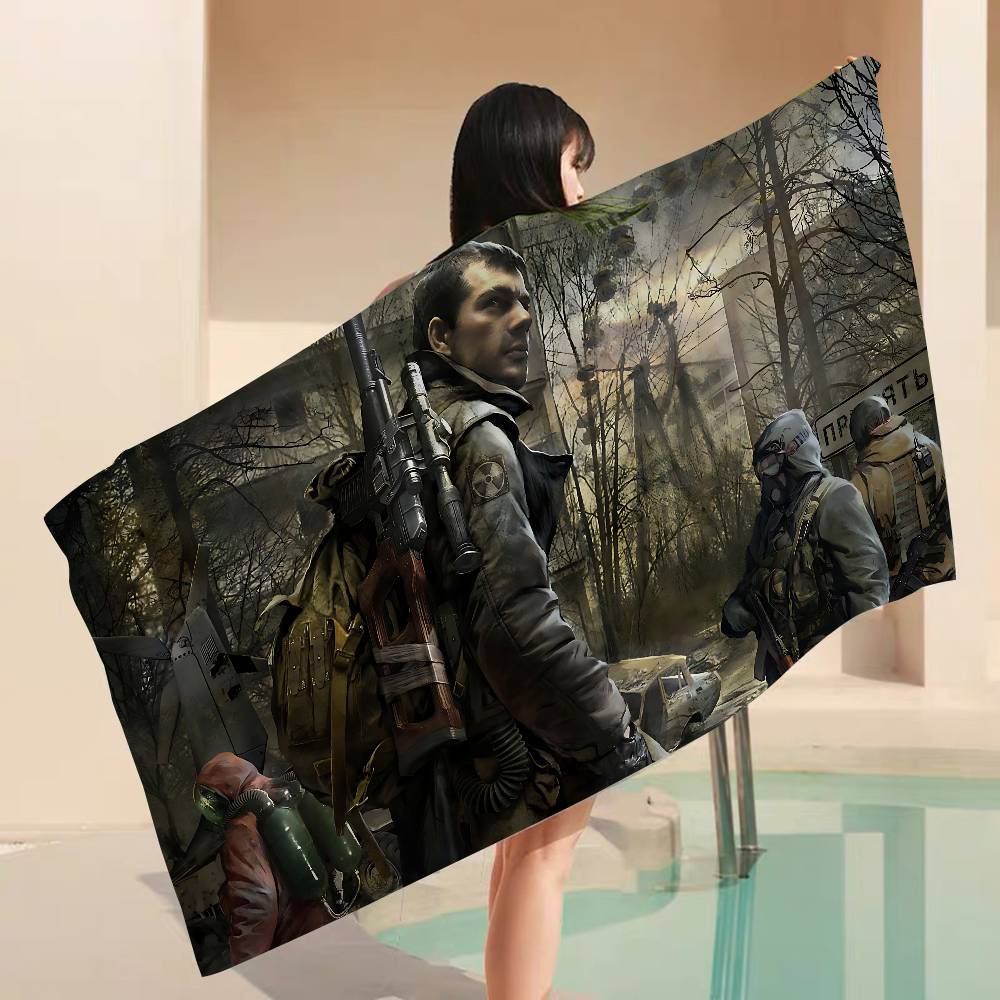 Horror Game S-Stalker Anime Strandhandtuch Weicher Saugfähiger Waschlappen Kindergeschenke für Kinder Reise Camping Fitnessstudio