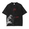 Anime Jujutsu Kaisen Gojo Satoru Cool Graphic T Shirt Men Manga Washed T-shirts Oversized Cotton Tshirt Harajuku Male Casual Top