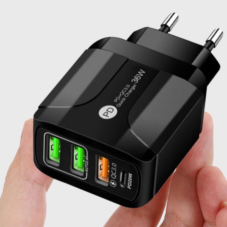 PD33WQC3.0 GaN Fast Charging 65W Multi-Port Charger, 9V/12V EU Standard
