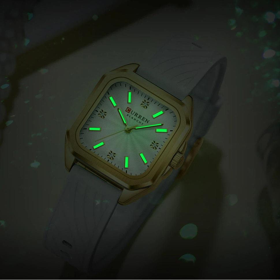 CURREN Elegant Women's Watches Luxury Women's Fashion Quartz Watches Silicone Band Square Dial Watches Ideal Gift for Women