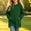 Big Girls Casual Long Sleeve Hoodie Long Length Pullover with Slit Hem for Fall Winter