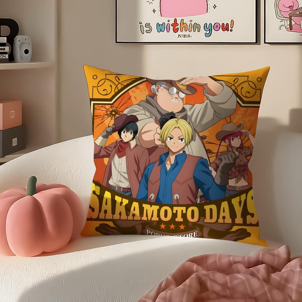 Action Comedy Japanese Manga SSakamoto Days Cushion Cover Pillowcase Short Plush Invisible Zipper Room Sofa Cushion Cover