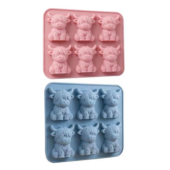 Hochlandkuh Silikon-Eiswürfelform Lebensmittelgeeignet 3D-Form für Whiskey-Cocktails Leicht zu lösend Mini-Kuh Schokoladen-Süßigkeitenformen zum Backen von Gummibärchen Fudge