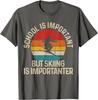 Skiing is Importanter Than School Funny Retro Sunset Graphic Tee Unisex Casual TShirt