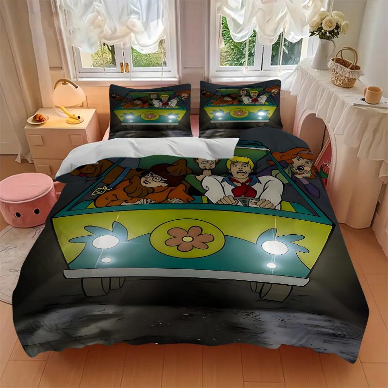 3pcs Scooby-Doo Duvet Cover Set - Machine Washable, Includes 1 Duvet Cover and 2 Pillowcases, No Core Included, All-Season Home Decor for Do