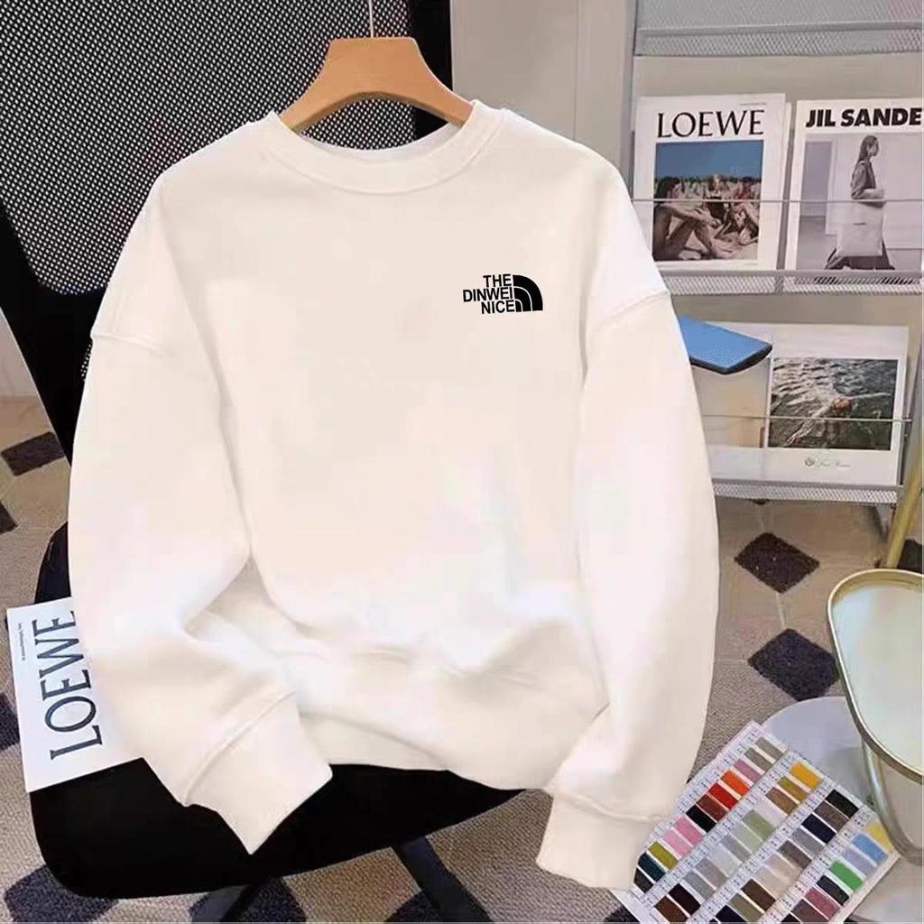 2025 Men’s Plus Velvet Cotton Hoodie – Round Neck, Long Sleeve, Casual Loose Fit, Trendy Base Layer for Autumn/Winter