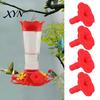 Universal Hummingbird Feeder Replacement 4PCS Parts, Simulated Red Flowers Shape, Scratch-free Bird Part Fit Silicone Waterproof Accessories,