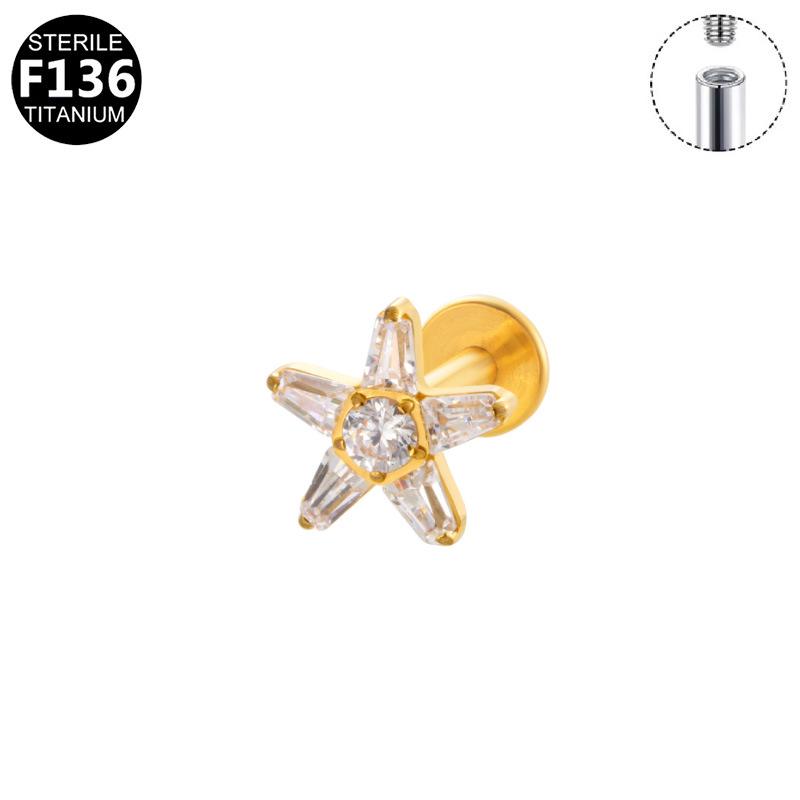 Titanium Alloy Zirconia Heart Lightning Piercing Stud with Internal Thread