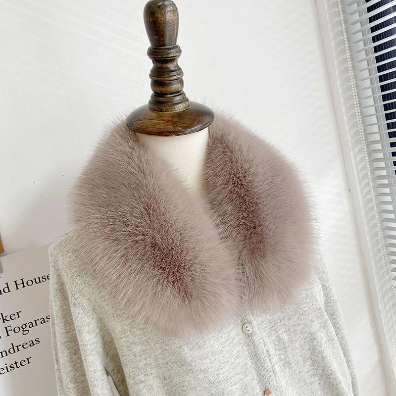 Bufanda de invierno de piel sintética gruesa de pelo de zorro para hombres y mujeres, ropa de algodón universal, abrigo, bufanda de cuello redondo para mujer