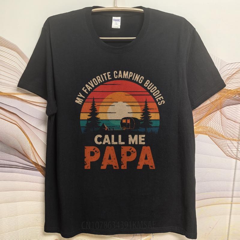 Plus Size Tshirt Soft For him Crew Neck tshirt Black My Favorite Camping Buddies Call Me Papa Everyday Unisex Tee shirt