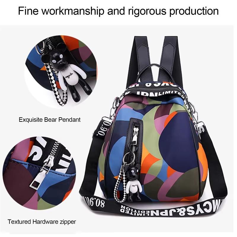 Women's Waterproof Oxford Backpack, Fashion Camouflage Multifunctional 3-in-1 Travel & School Bag, Single Shoulder Crossbody Daypack