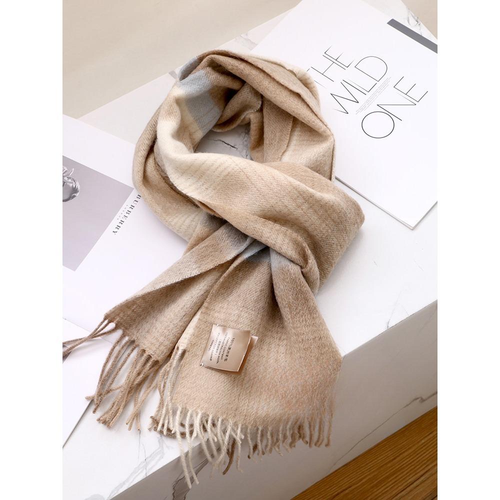 Лучшие товары в Великобритании 100% шерстяной клетчатый шарф женский зимний студенческий — фото 11