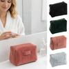 INS Velvet Makeup Bag Striped Quilting Large Capacity Cosmetic Bag Soft Touch Cosmetic Pouch Women