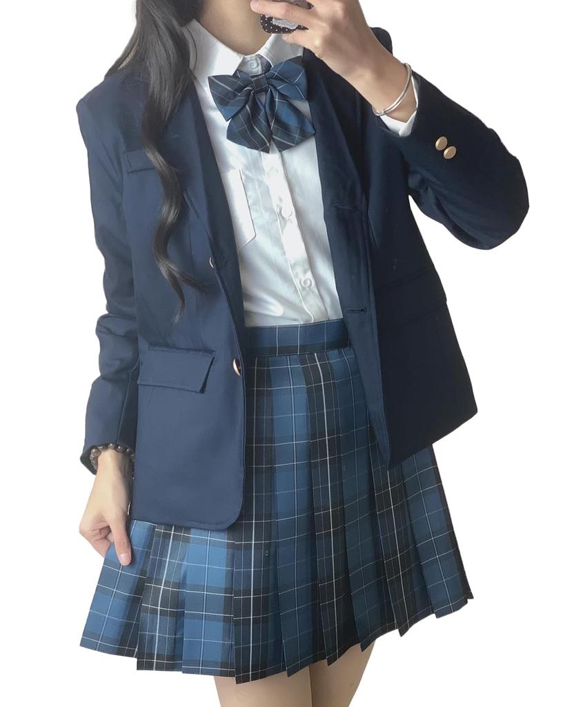 QOOLY JK Uniform Cosplay Studentská Školní Bunda Módní JK Cos Kostým Námořnická Modrá Velikost S Dámská