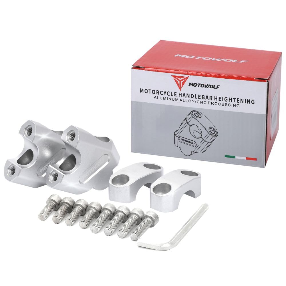 One+lifestyle Bike 22mm Handlebar Backspacer Kit 2pcs Set CNC Aluminum Handle Clamp Silver Silver Silver