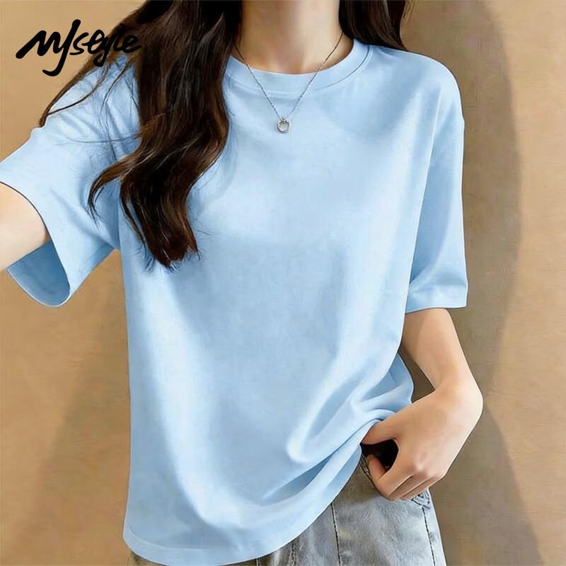 MJ STYLE Women s Pure Cotton Loose Short Sleeve T-Shirt M