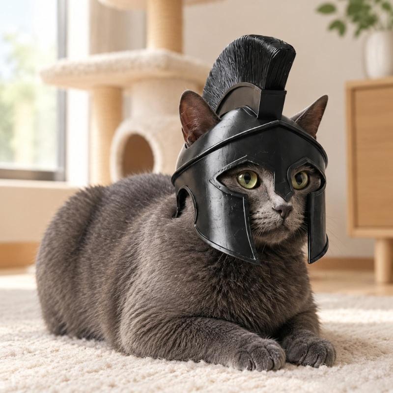Knight-Design Cats Headpiece, 3D Printed Costume Helmet with a Sanded Paintable Surfaces for Photos and Cosplay