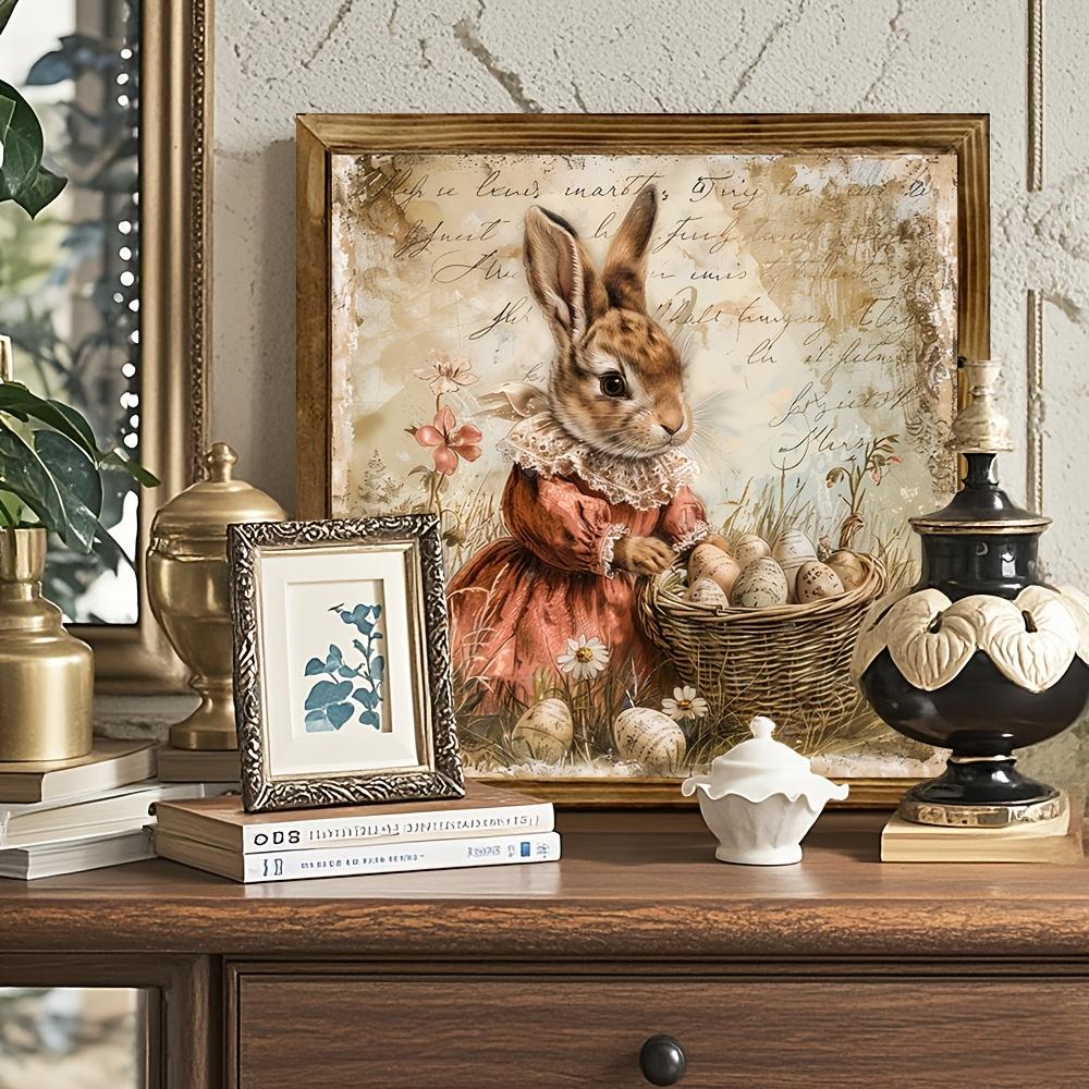 1 Art Deco Easter Bunny Egg Wooden Wall Carving-Christmas and Thanksgiving Holiday Home Decor, Inspired Wall Art for Living Room