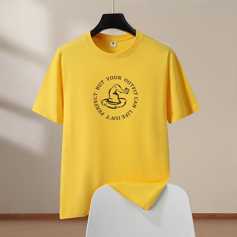 

Плавательный S-6XL Мужская хлопковая футболка с коротким рукавом Мужская футболка с круглым вырезом Повседневная футболка XXXL жёлтый