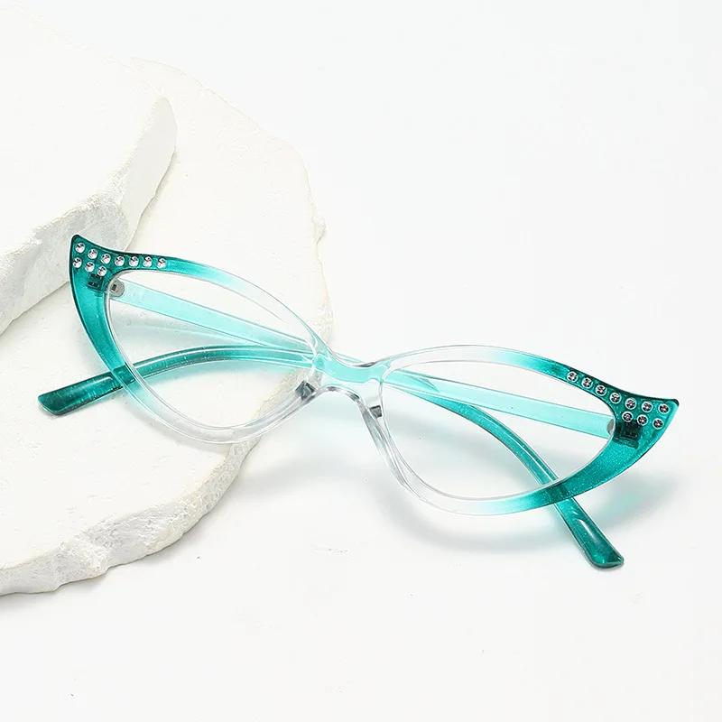 Vintage Katzenauge Lesebrille Damen Perle Anti-Blaulicht High-Definition Farbverlauf Brille Retro Metallscharnier Brillen +1.0+1.5