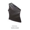 Kaslead New Arrival Women's Fashion Style Pure Color Sleeveless One Shoulder Diagonal Collar Zipper T-shirt Tops